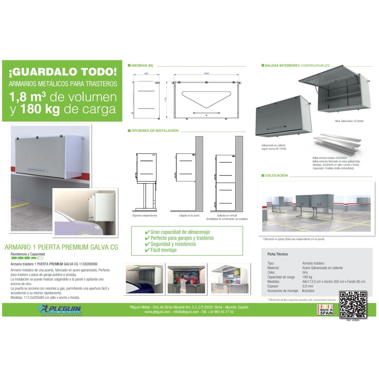 Armario Bodega Estacionamiento 1 Puerta Premium Galva CG