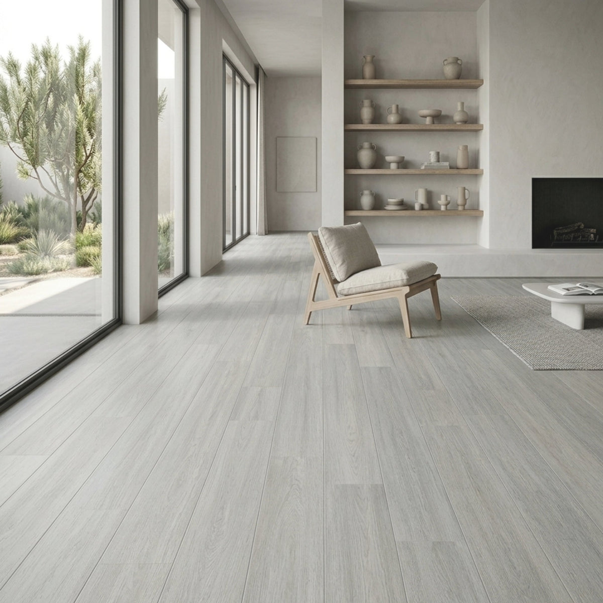 Cerámica 15.4x60 Cauhita Grey - ambiente instalado