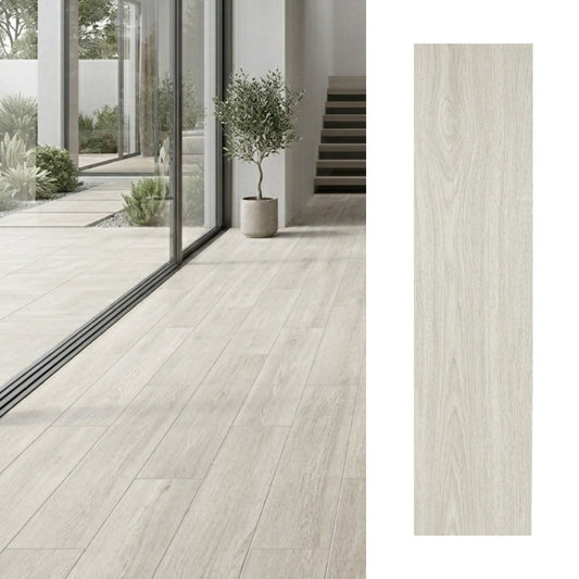 Porcelanato Madera 22.5x90 Landes Gris - vista mixta