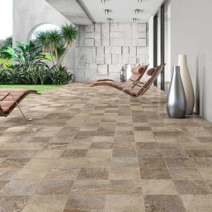 Cerámica 60x60 Pavia Brown - ambiente instalado