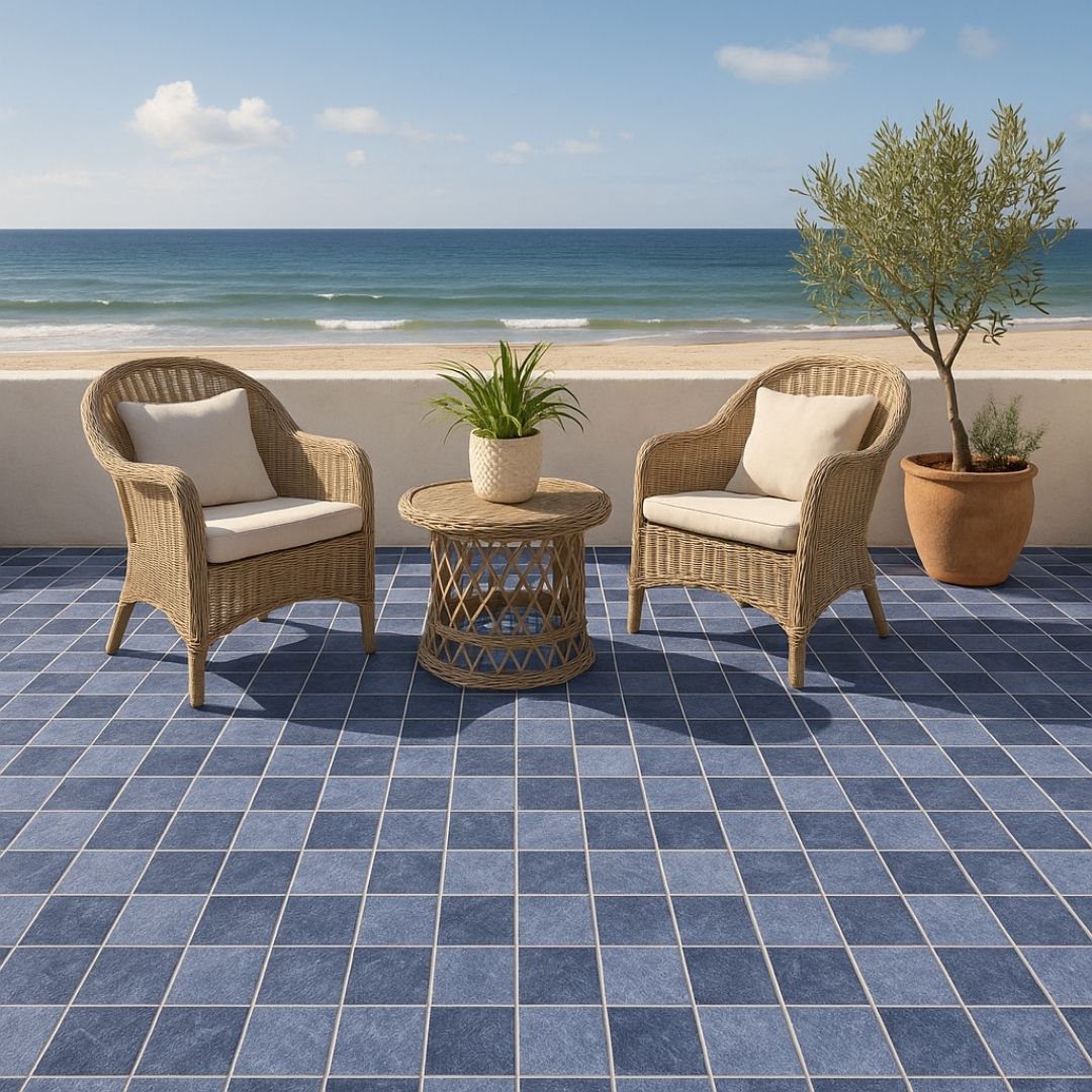 Cerámica 60x60 Stone Marine Blue Out - ambiente instalado 2