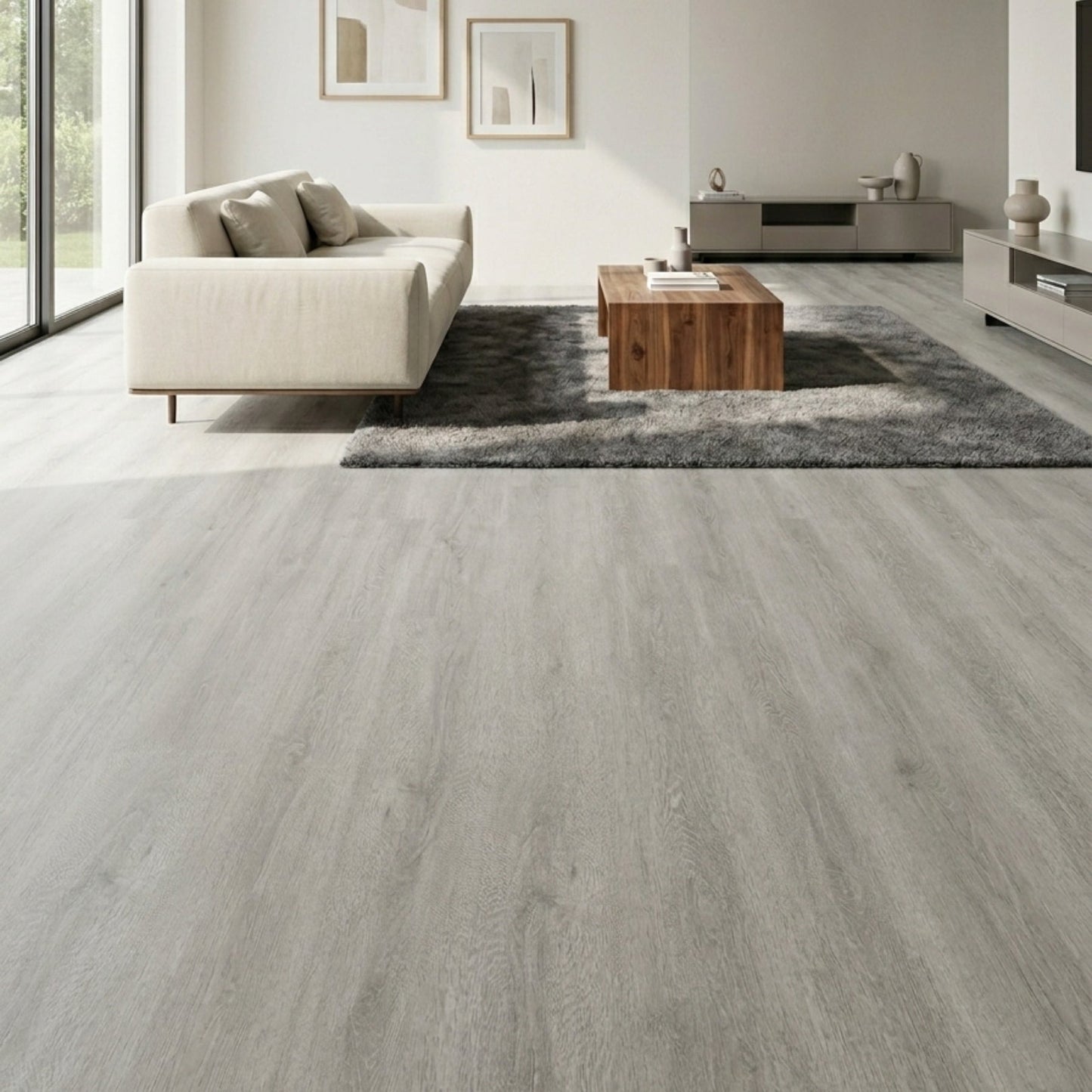 Piso Vinílico SPC 18x122 Wood Silver 5.3mm - ambiente instalado 2
