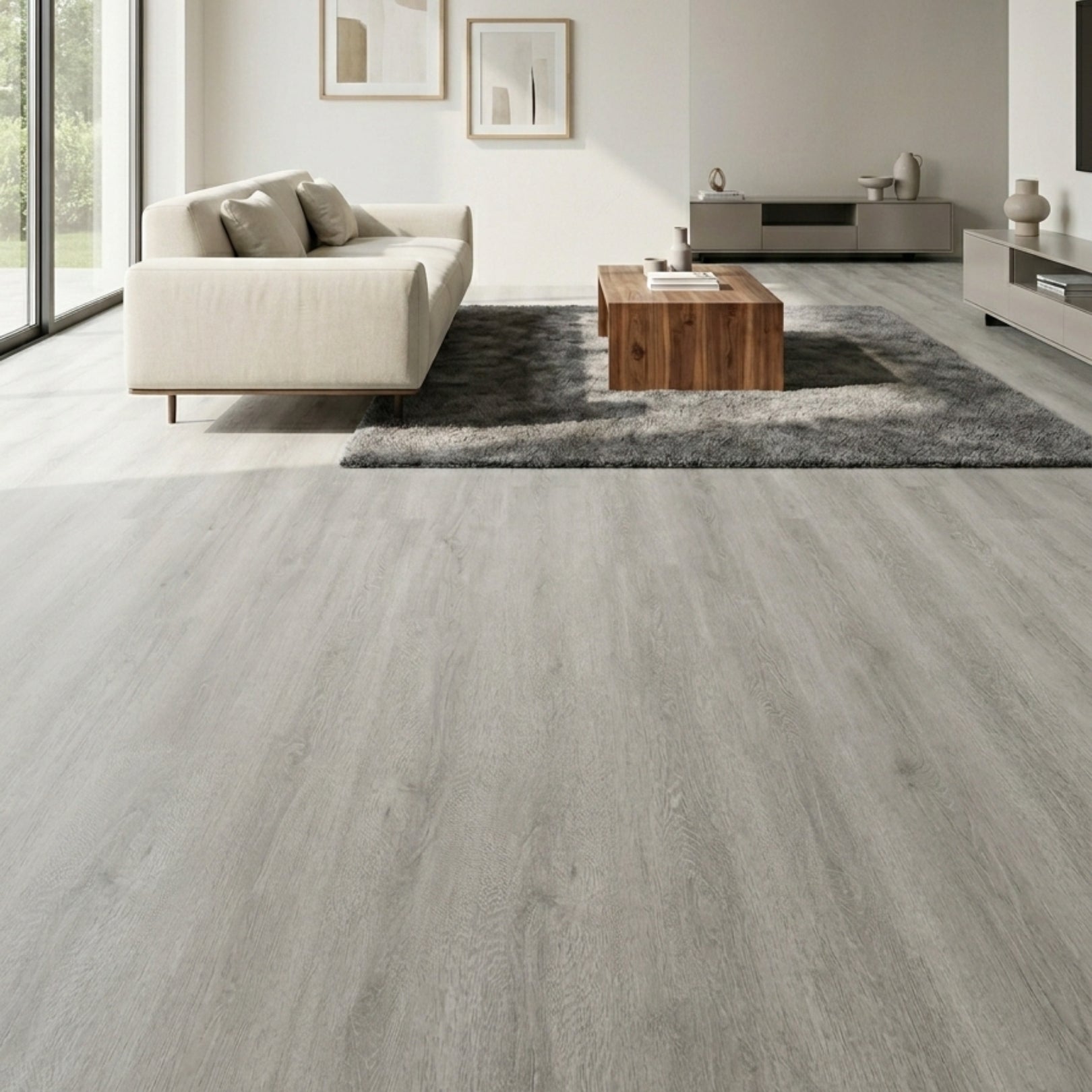 Piso Vinílico SPC 18x122 Wood Silver 5.3mm - ambiente instalado 2