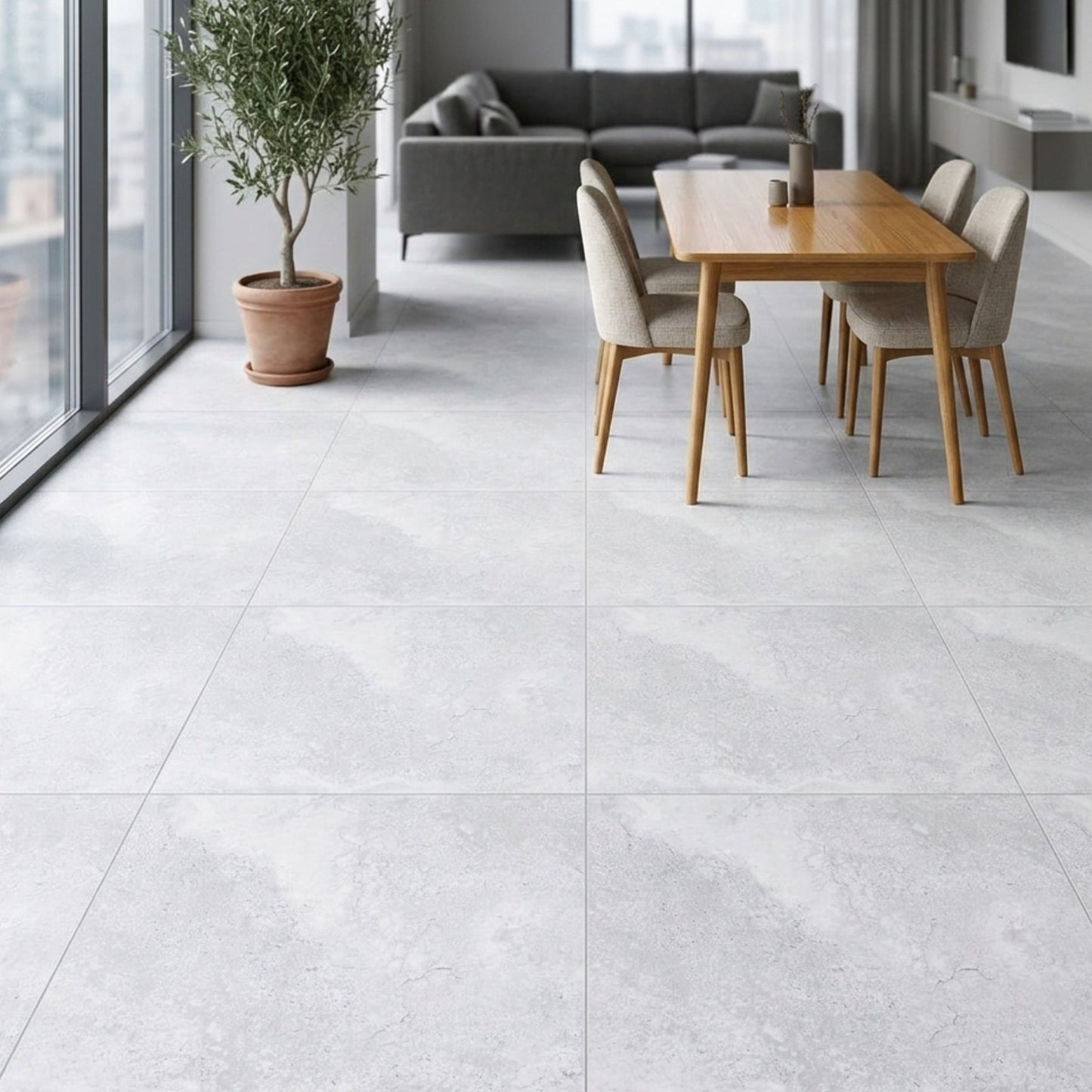 Porcelanato 60x60 Apriko Silver - ambiente instalado 2