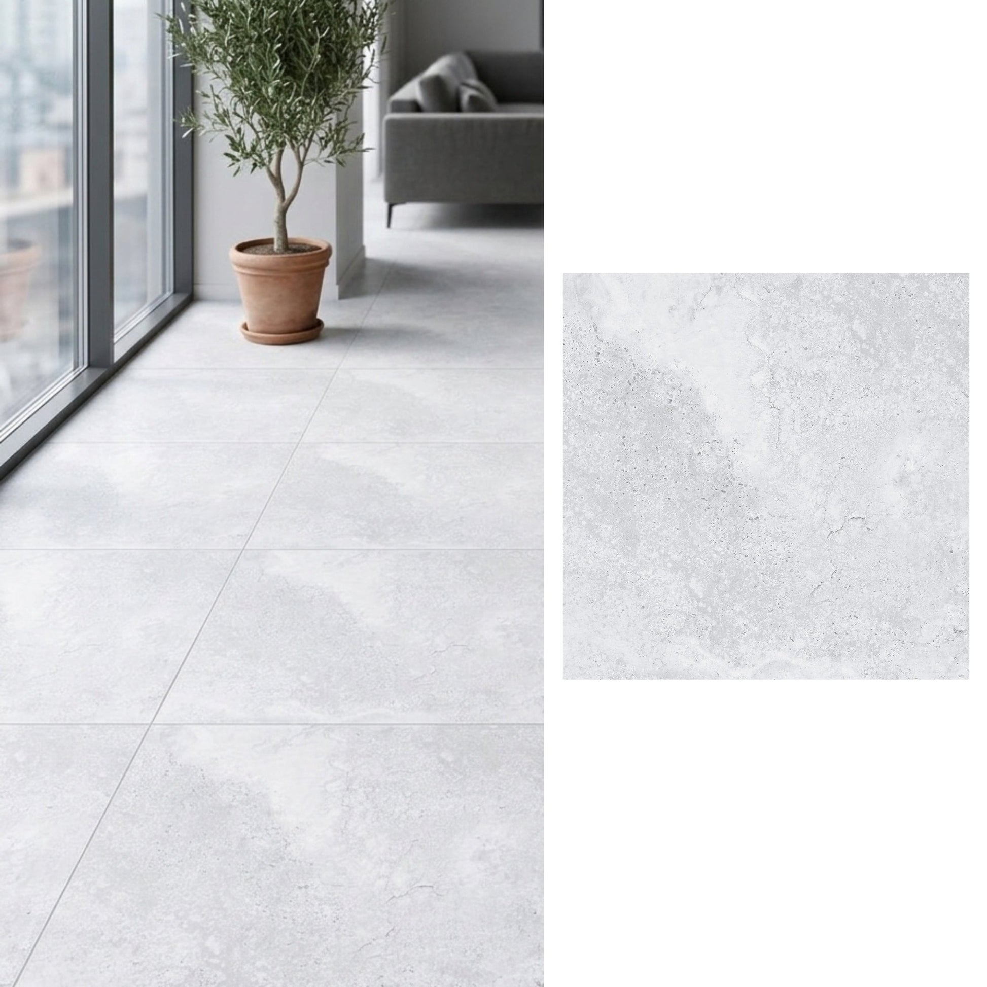 Porcelanato 60x60 Apriko Silver - vista mixta
