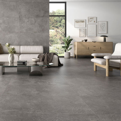 Porcelanato Cassian Ash 60x120 Cemento Gris Claro - ambiente instalado