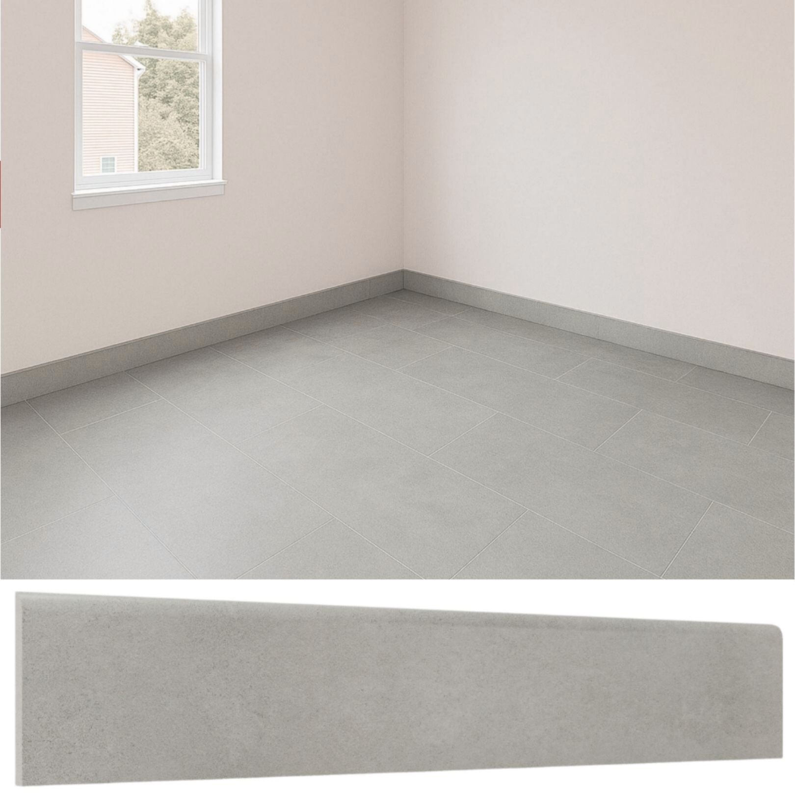 Guardapolvo Porcelanato 10x60cm Cemento Grey - imagen principal