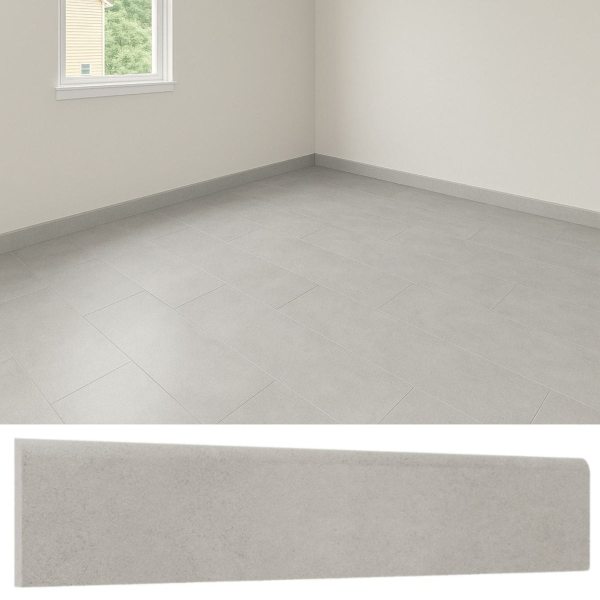 Guardapolvo Cerámica 8x45cm Cemento Silver
