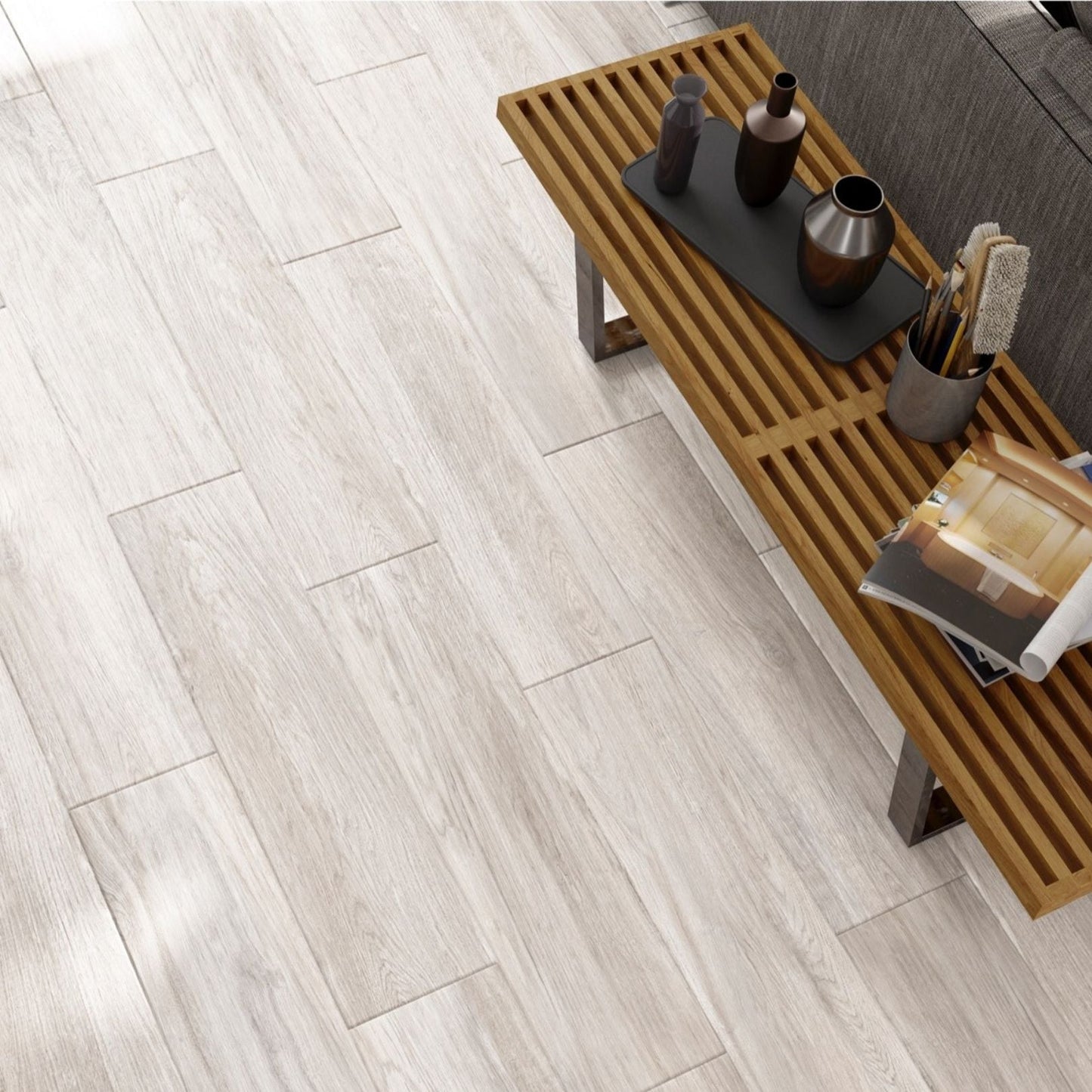 Porcelanato 22.5x90 Landes Blanc - ambiente instalado