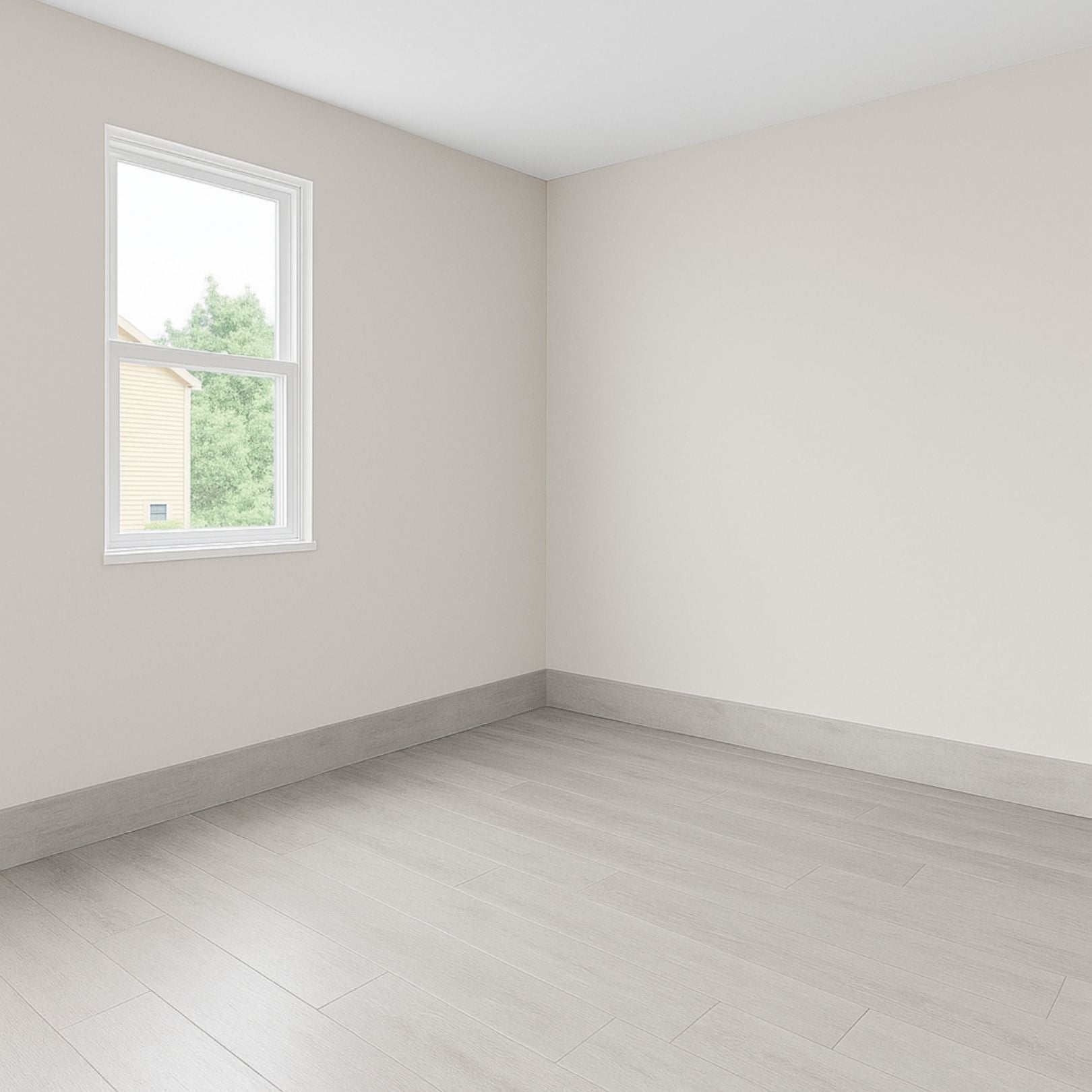 Guardapolvo Porcelanato 10x60cm Madera Silver - ambiente instalado