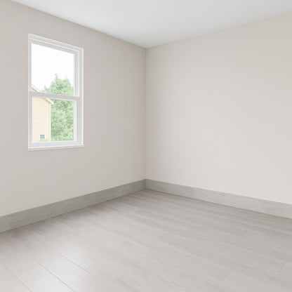 Guardapolvo Porcelanato 10x60cm Madera Silver - ambiente instalado