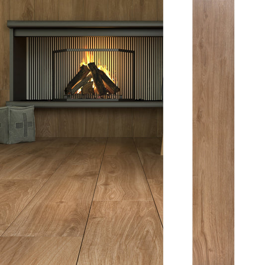 Porcelanato 20x120 Walkyria Oak - vista mixta