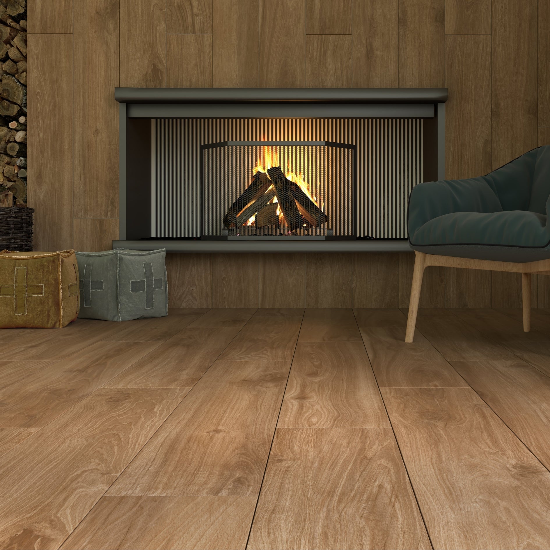 Porcelanato 20x120 Walkyria Oak - ambiente instalado